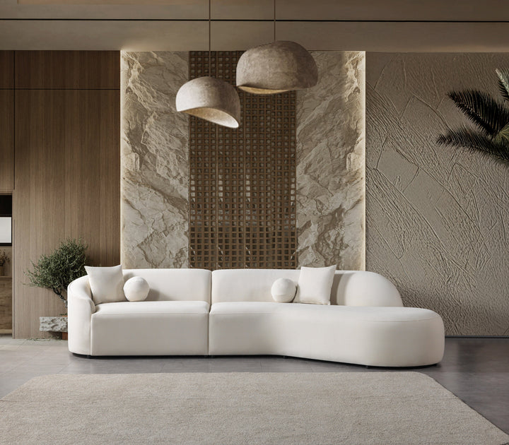 Cloe Ivory Velvet Curved 134" RAF Sectional[ETA: 8/25]