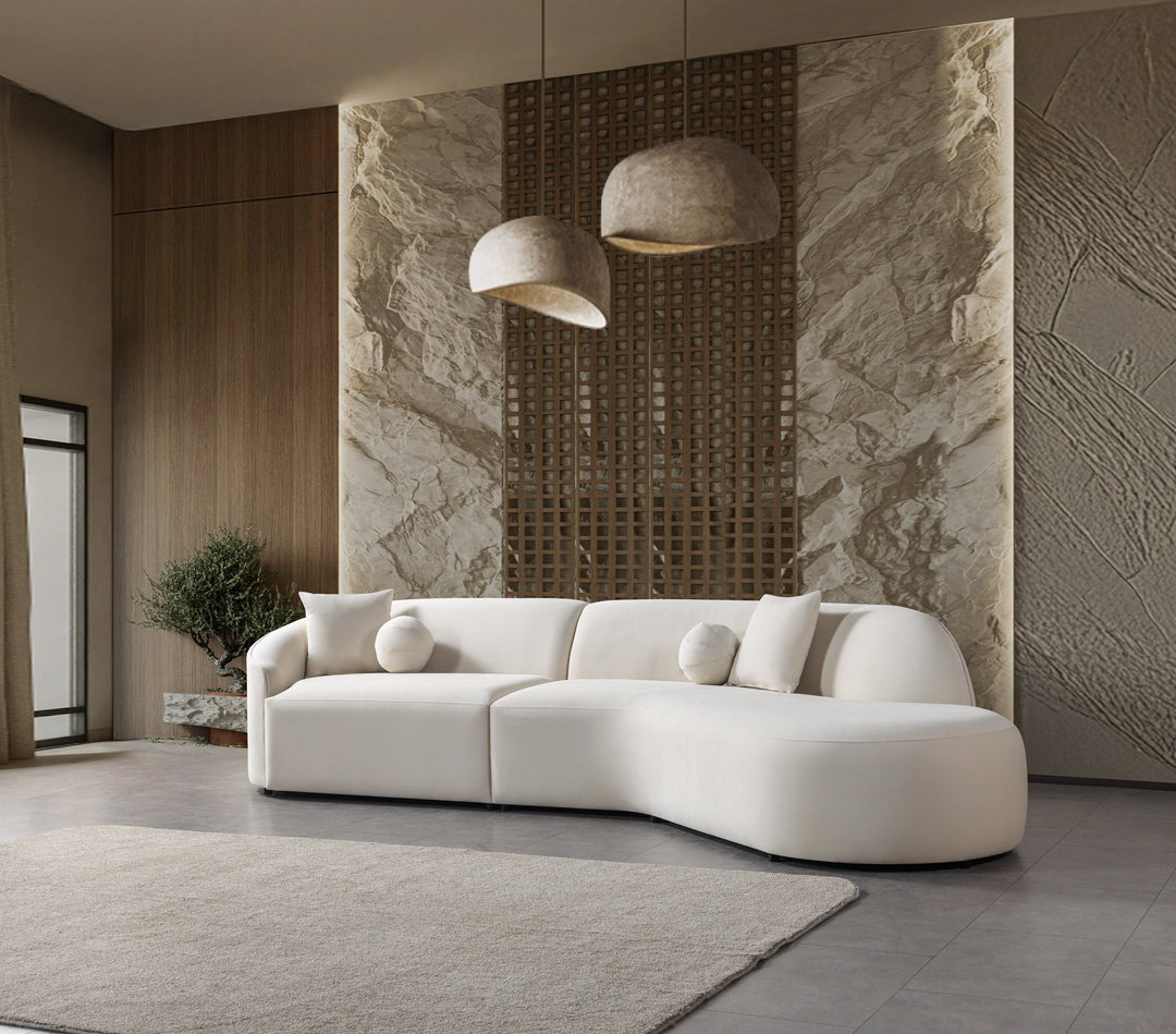 Cloe Ivory Velvet Curved 134" RAF Sectional[ETA: 8/25]