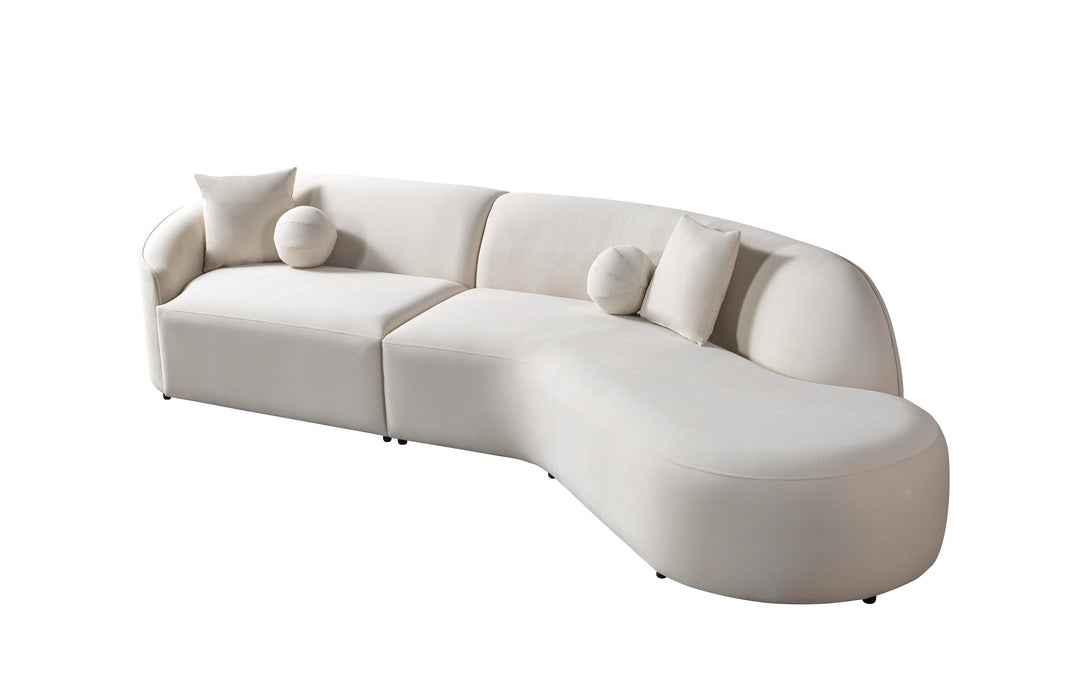 Cloe Ivory Velvet Curved 134" RAF Sectional[ETA: 8/25]