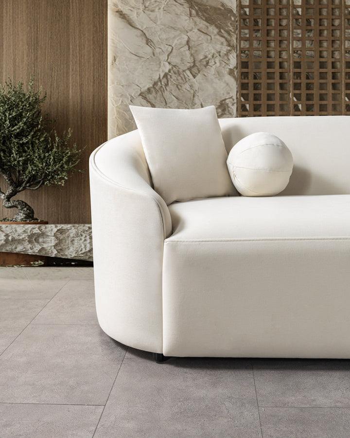 Cloe Ivory Velvet Curved 134" RAF Sectional[ETA: 8/25]