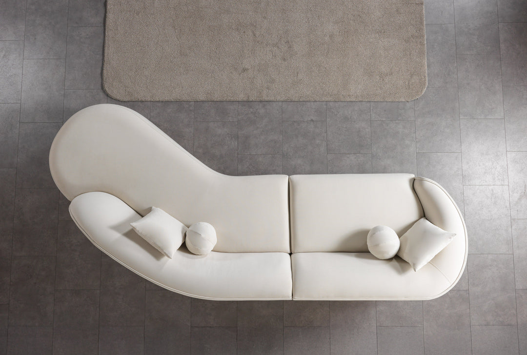 Cloe Ivory Velvet Curved 134" RAF Sectional[ETA: 8/25]