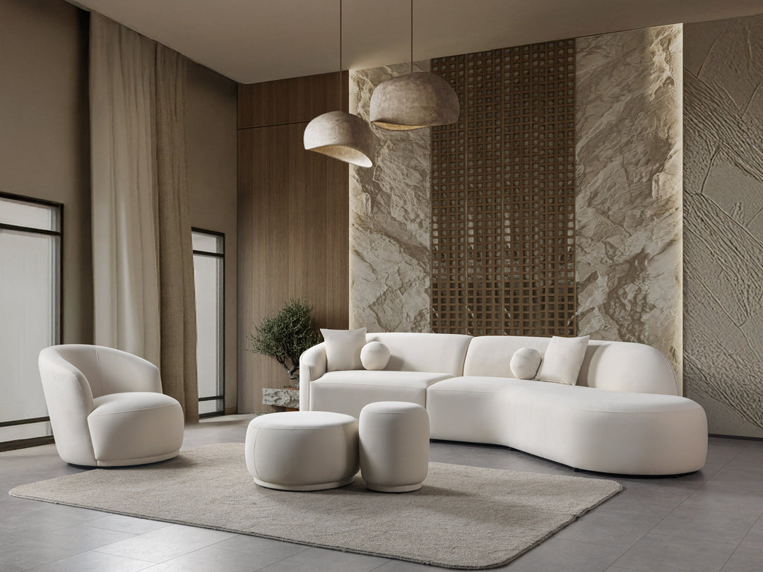 Cloe Ivory Velvet Curved 134" RAF Sectional[ETA: 8/25]