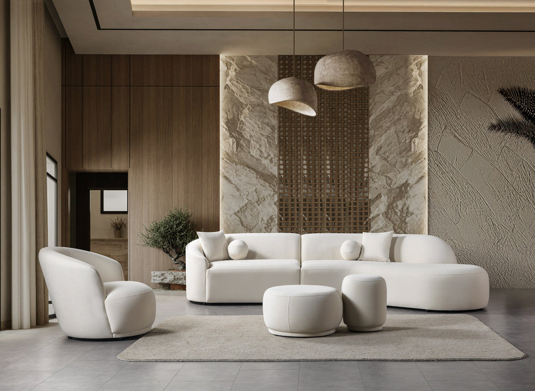 Cloe Ivory Velvet Curved 134" RAF Sectional[ETA: 8/25]