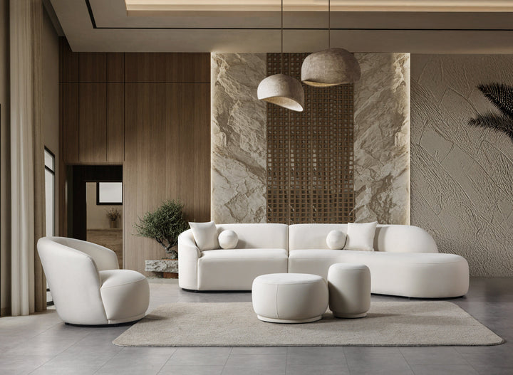 Cloe Ivory Velvet Curved 134" RAF Sectional[ETA: 8/25]