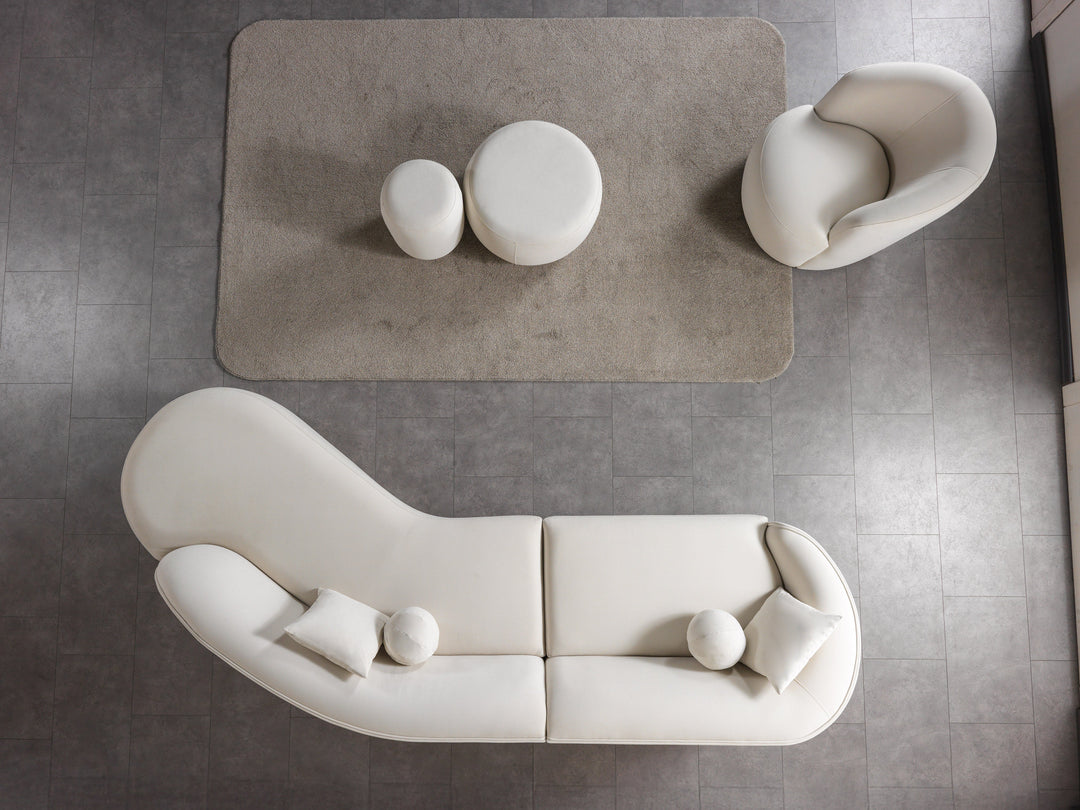 Cloe Ivory Velvet Curved 134" RAF Sectional[ETA: 8/25]