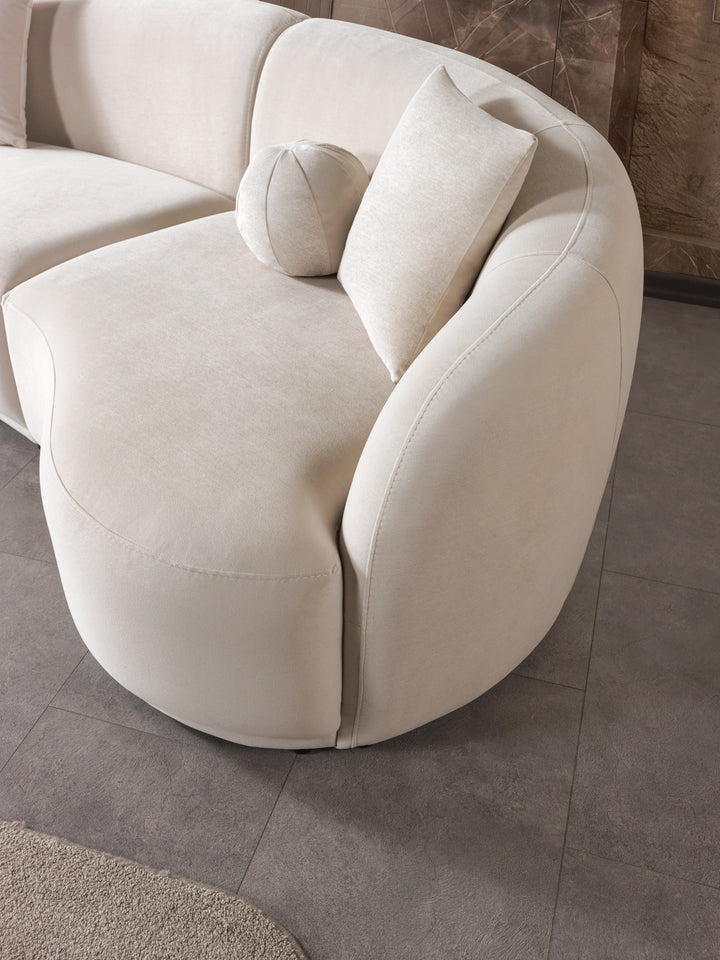 Bonita Ivory Velvet 3-Piece Curved 138" Sectional