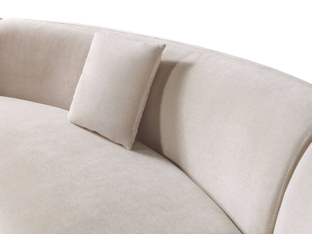 Bonita Ivory Velvet 3-Piece Curved 138" Sectional