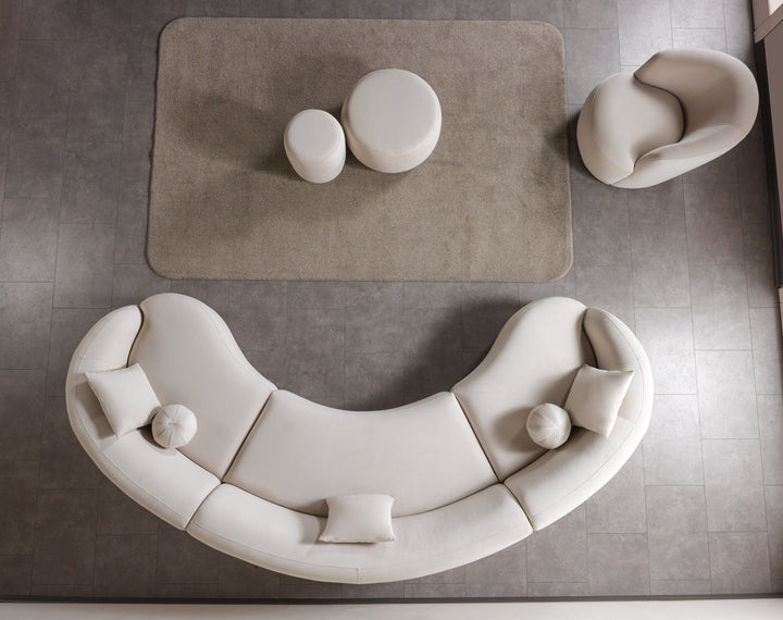 Bonita Ivory Velvet 3-Piece Curved 138" Sectional