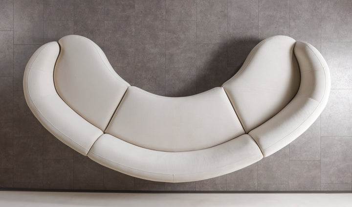 Bonita Ivory Velvet 3-Piece Curved 138" Sectional