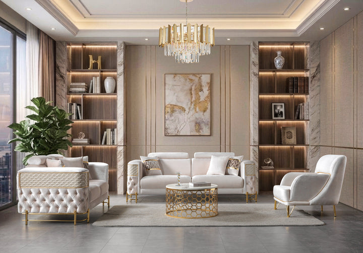Fabiana Ivory Velvet Sofa &amp; Loveseat