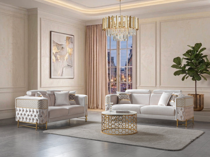 Fabiana Ivory Velvet Sofa &amp; Loveseat