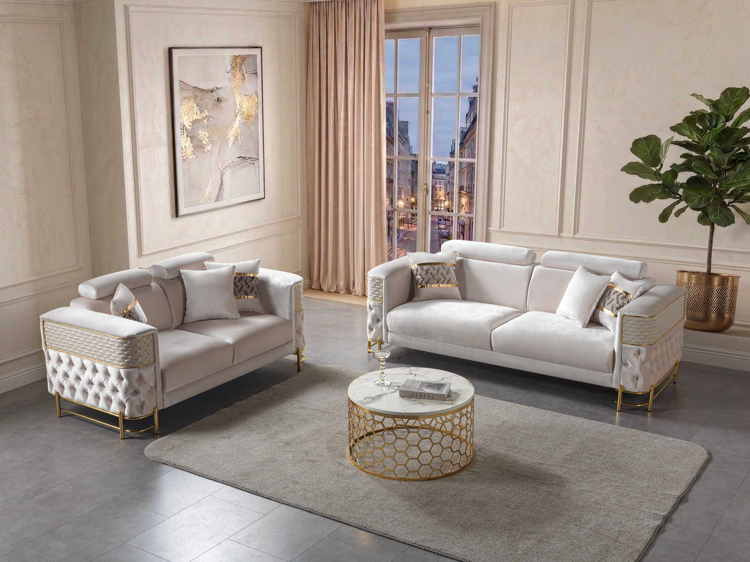 Fabiana Ivory Velvet Sofa &amp; Loveseat