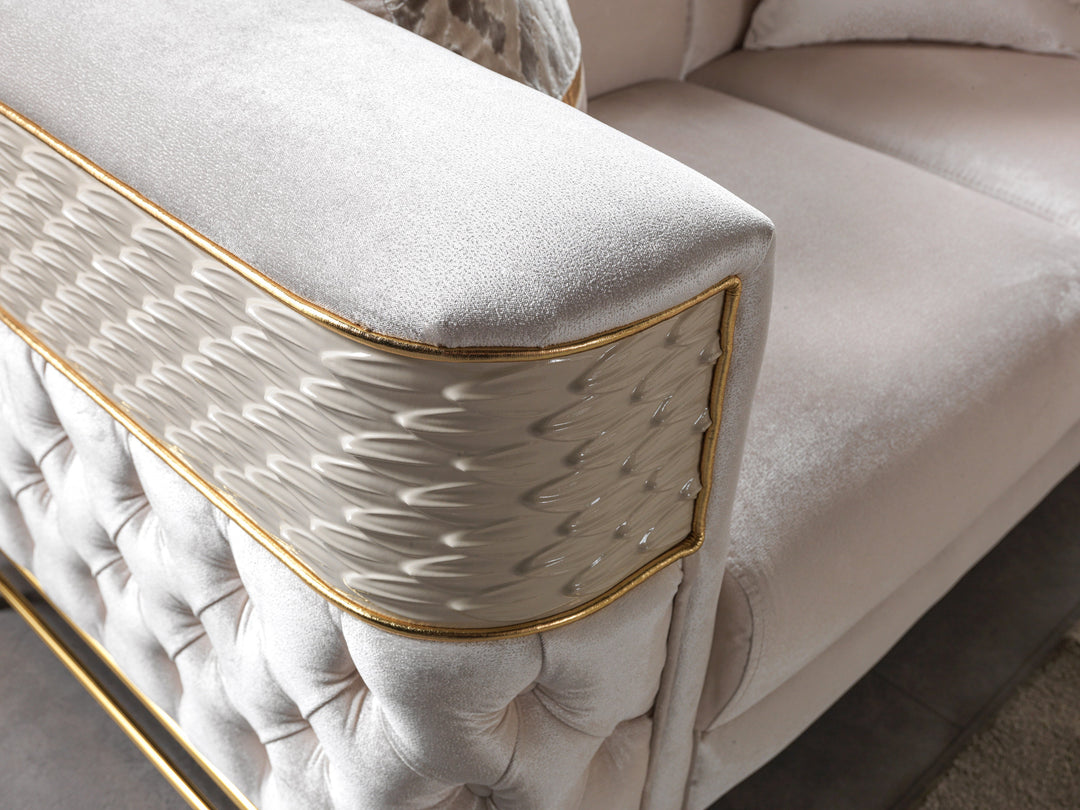 Fabiana Ivory Velvet Sofa &amp; Loveseat