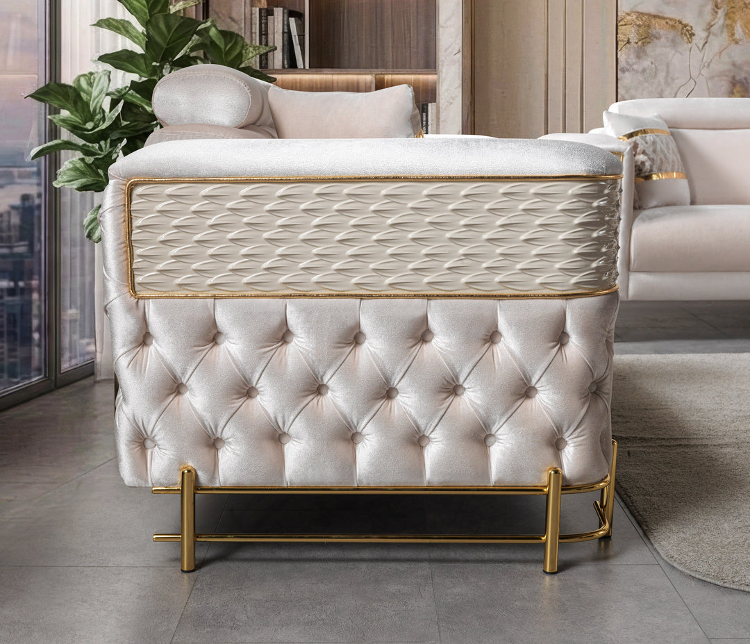 Fabiana Ivory Velvet Loveseat