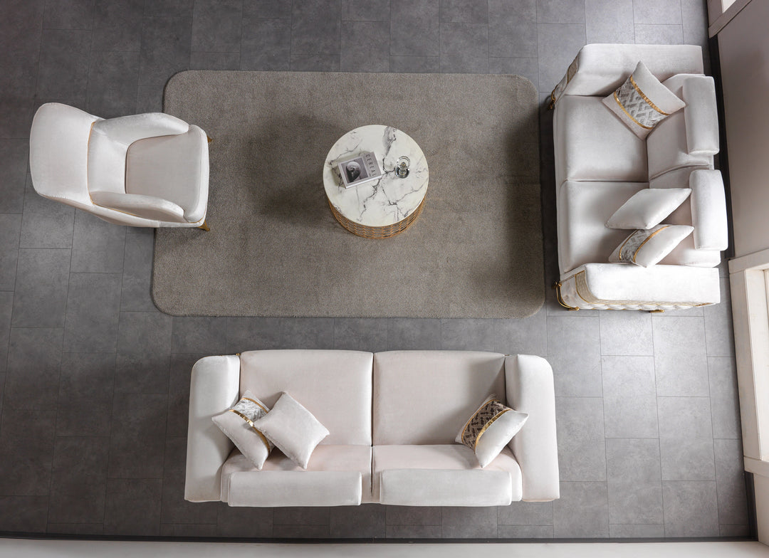 Fabiana Ivory Velvet Sofa