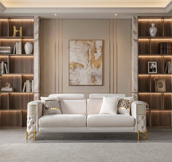 Fabiana Ivory Velvet Sofa &amp; Loveseat