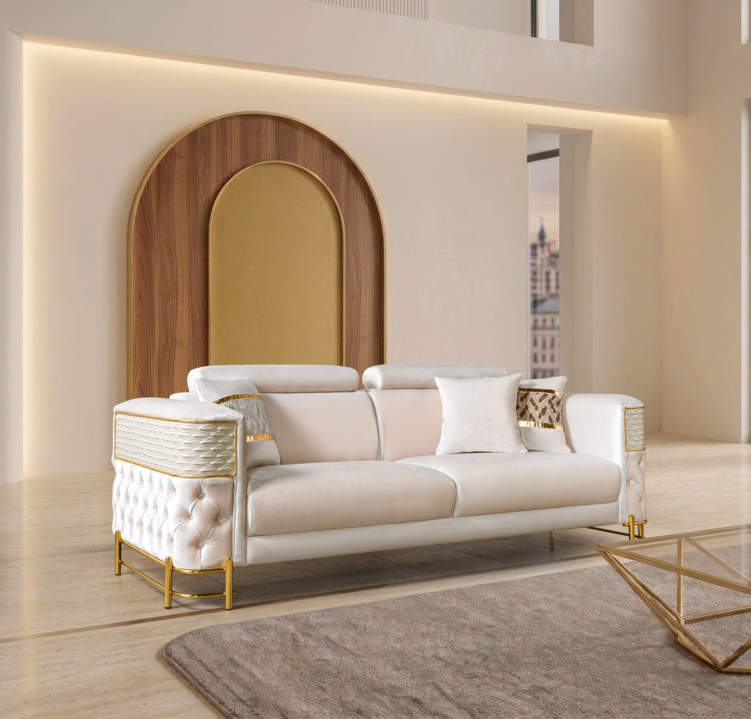 Fabiana Ivory Velvet Sofa