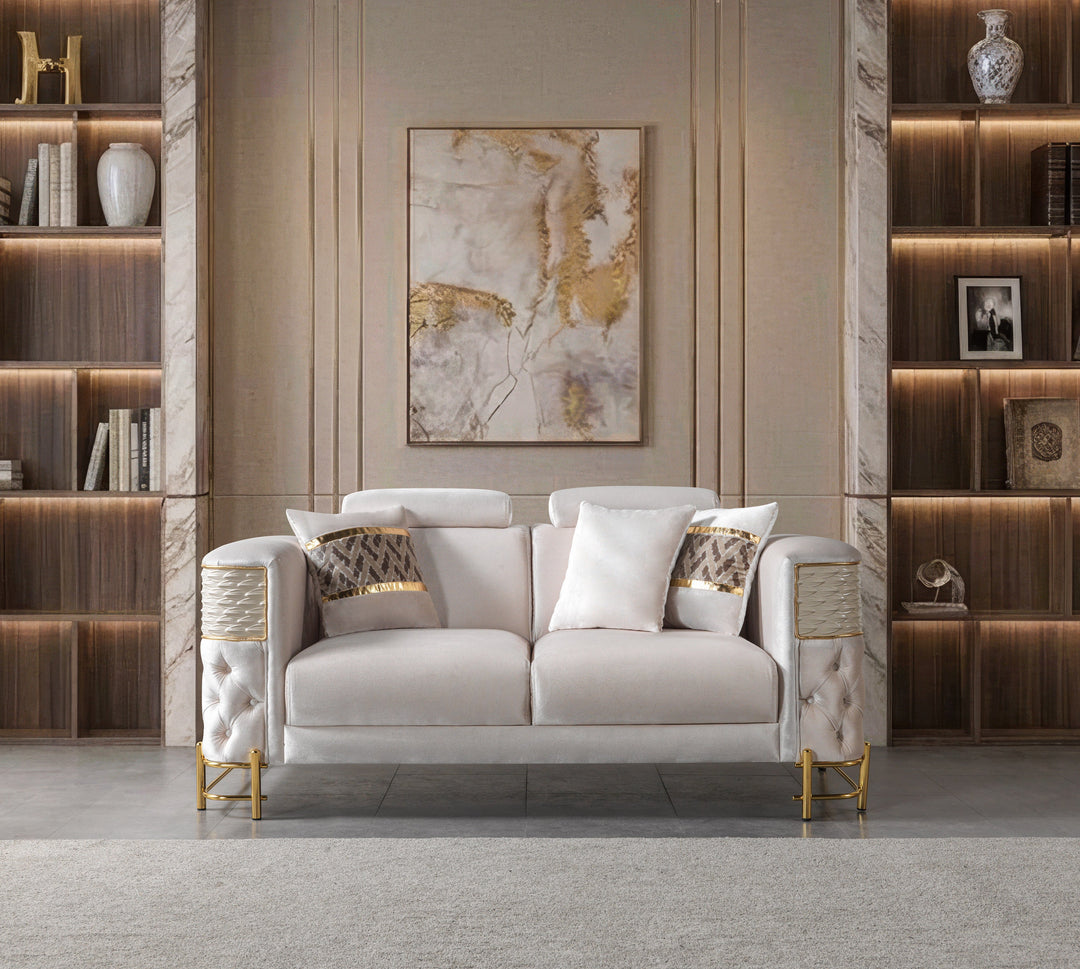 Fabiana Ivory Velvet Sofa &amp; Loveseat