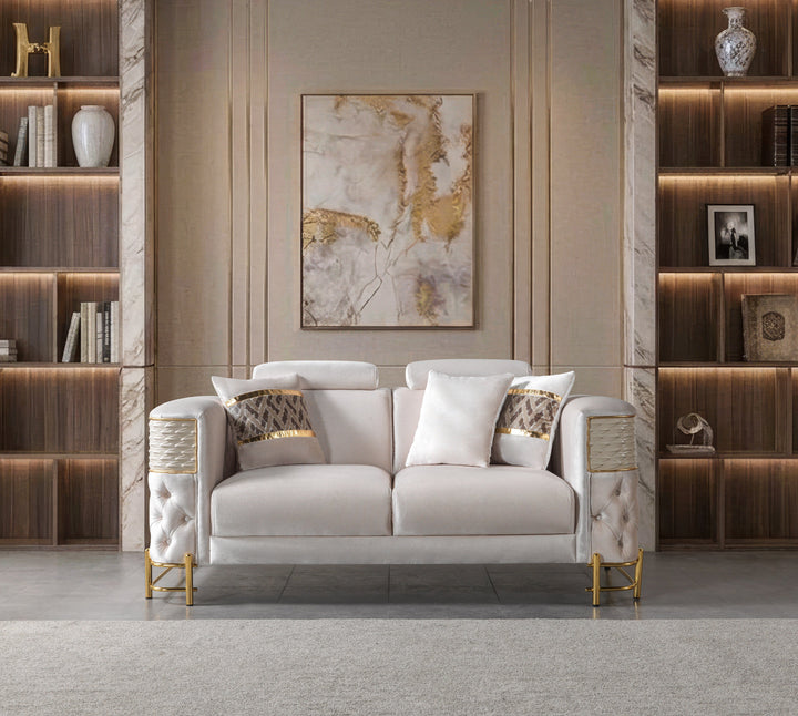 Fabiana Ivory Velvet Loveseat