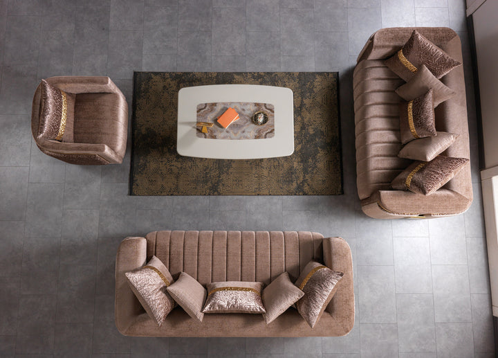 Carlina Coffee Velvet Sofa &amp; Loveseat