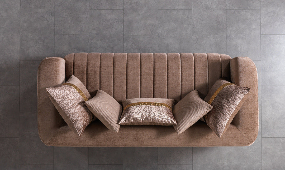 Carlina Coffee Velvet Sofa &amp; Loveseat