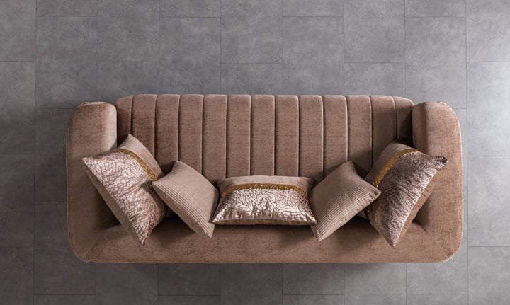 Carlina Coffee Velvet Sofa &amp; Loveseat