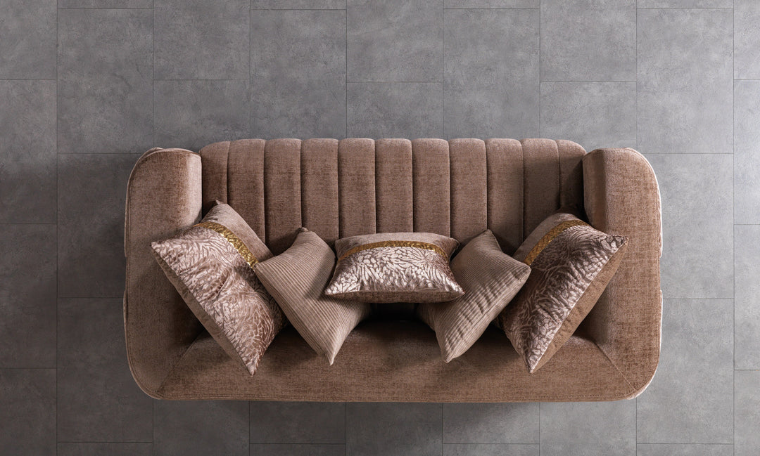 Carlina Coffee Velvet Sofa &amp; Loveseat