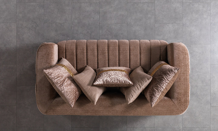 Carlina Coffee Velvet Sofa &amp; Loveseat