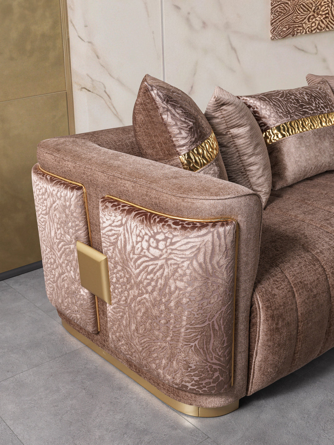 Carlina Coffee Velvet Sofa &amp; Loveseat