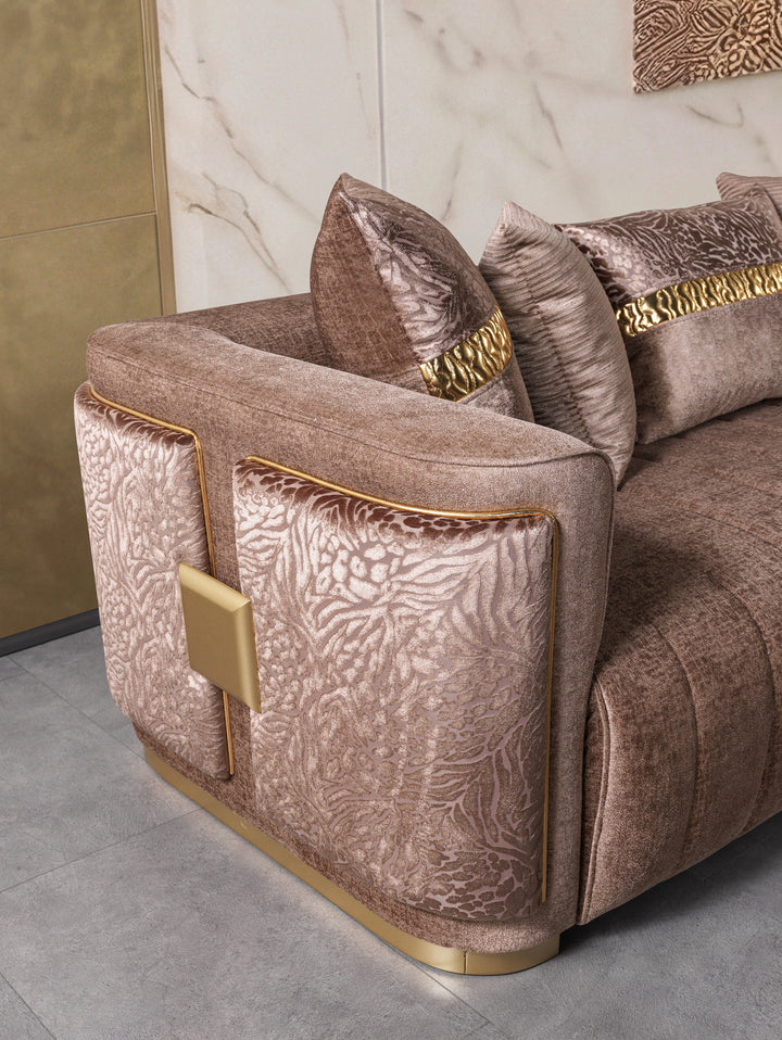 Carlina Coffee Velvet Sofa &amp; Loveseat