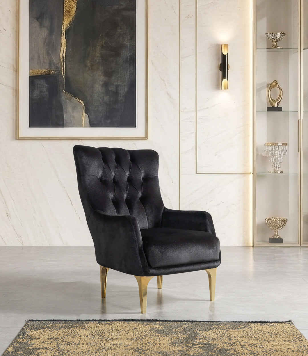 Florence Black Velvet Chair