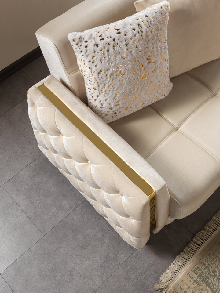 Florence Ivory Velvet Sofa 88" &amp; Loveseat 64"