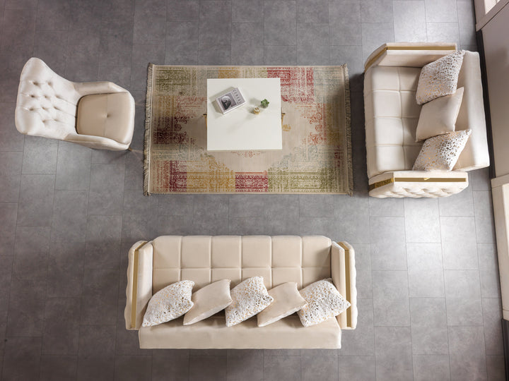 Florence Ivory Velvet Sofa 88" &amp; Loveseat 64"