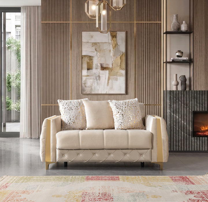Florence Ivory Velvet Sofa 88" &amp; Loveseat 64"