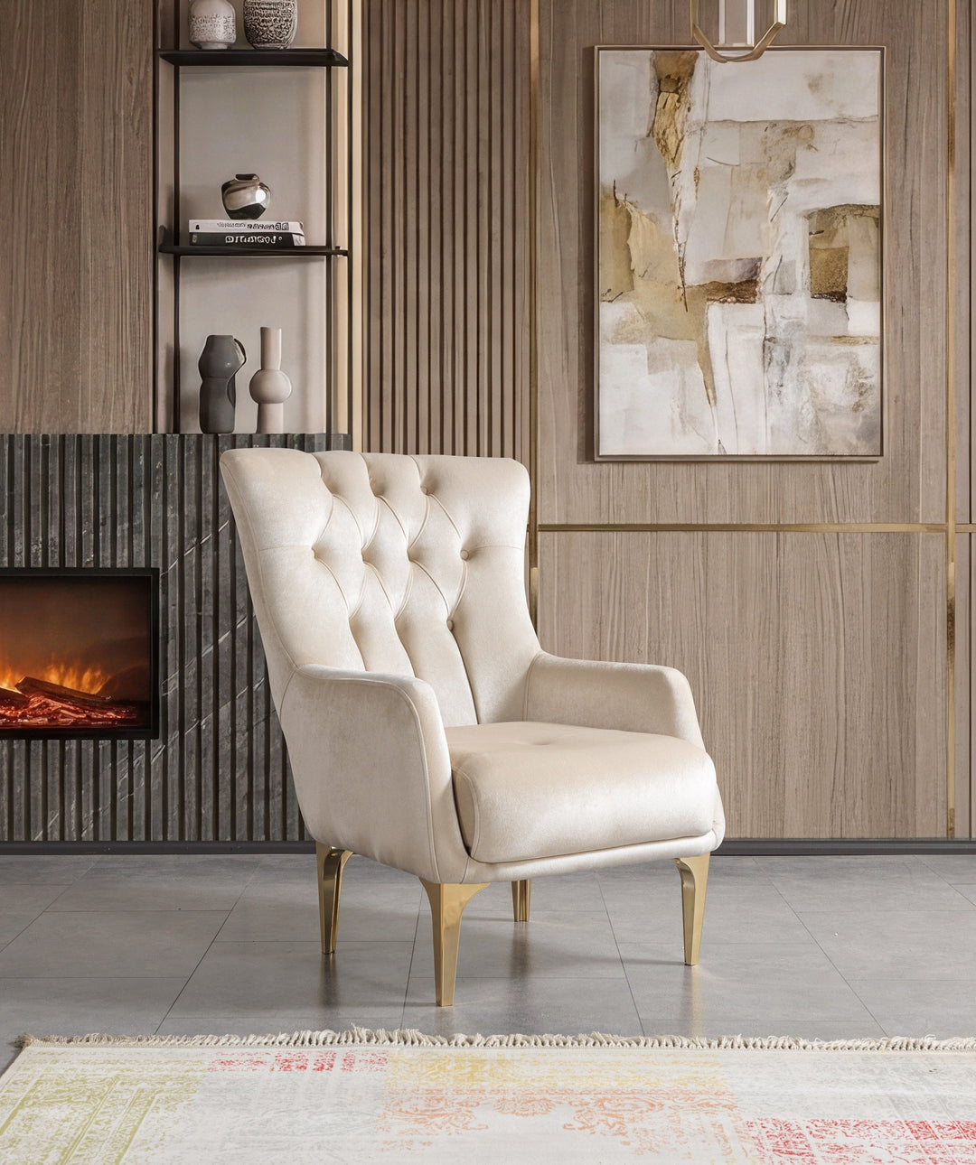 Florence Ivory Velvet Chair