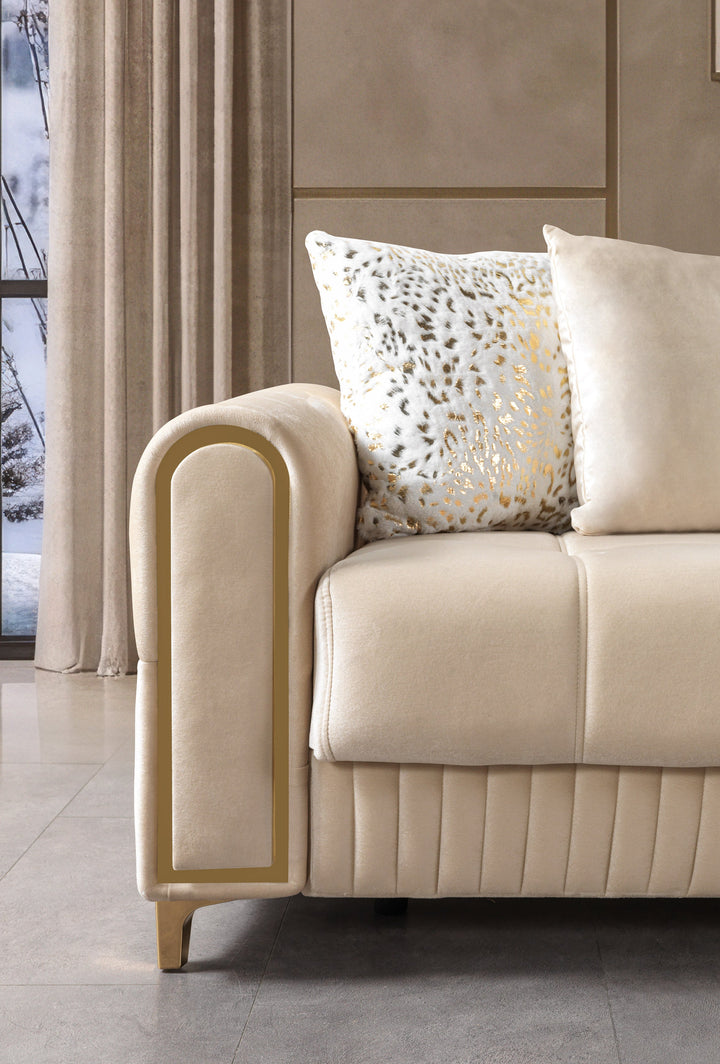 Sandra Ivory Velvet Sofa 88" &amp; Loveseat 64"