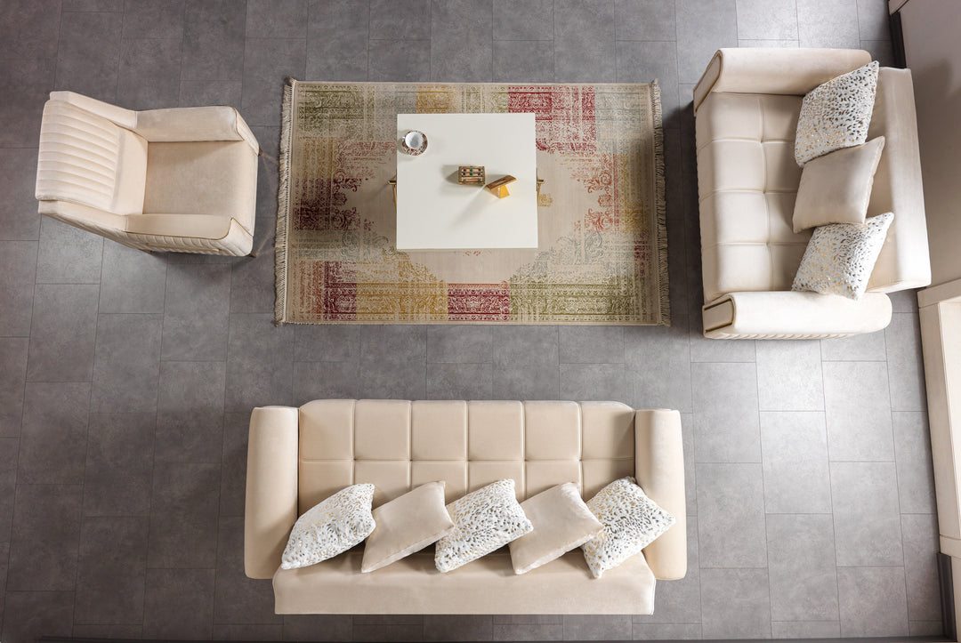 Sandra Ivory Velvet Sofa 88" &amp; Loveseat 64"