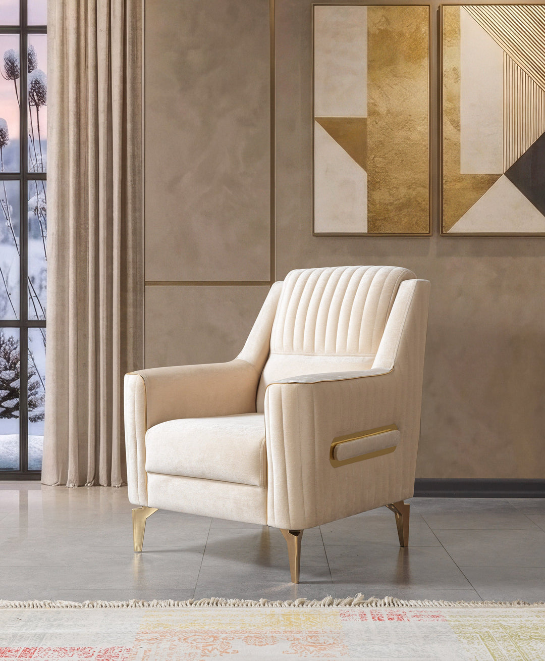 Sandra Ivory Velvet Chair