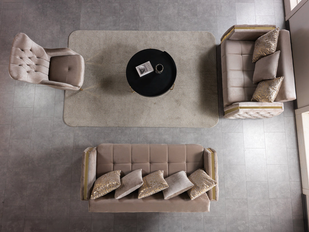 Florence Coffee Velvet Sofa 88" &amp; Loveseat 64"