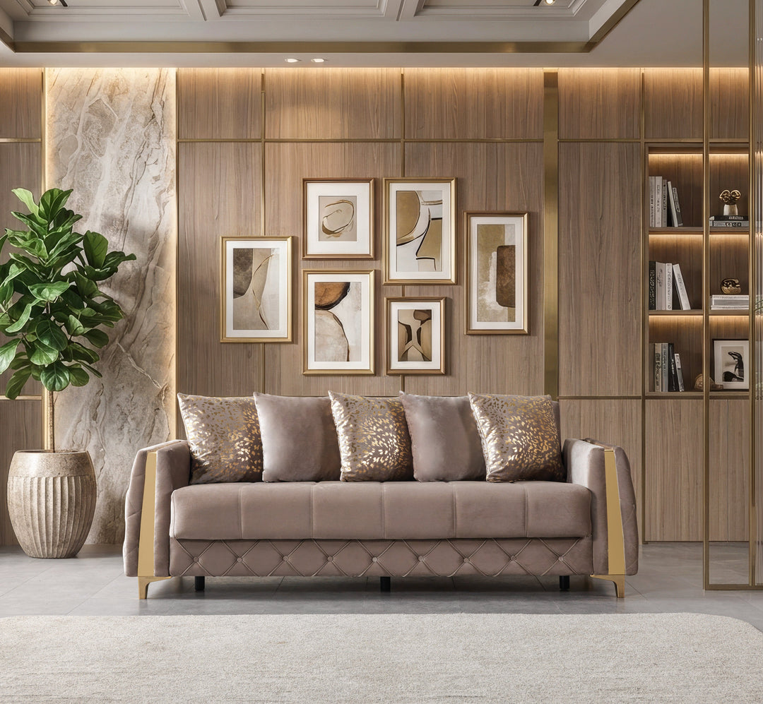 Florence Coffee Velvet Sofa 88" &amp; Loveseat 64"