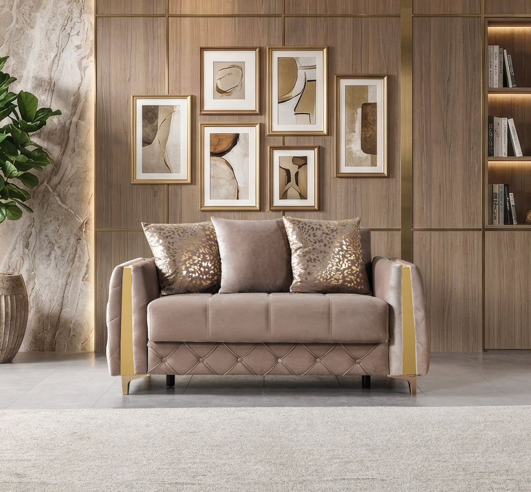 Florence Coffee Velvet Sofa 88" &amp; Loveseat 64"