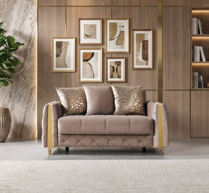 Florence Coffee Velvet Sofa 88" &amp; Loveseat 64"