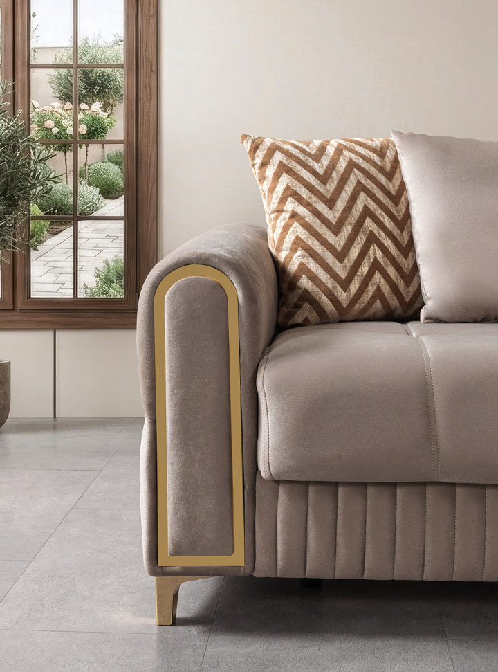 Sandra Coffee Velvet Sofa 88" &amp; Loveseat 64"