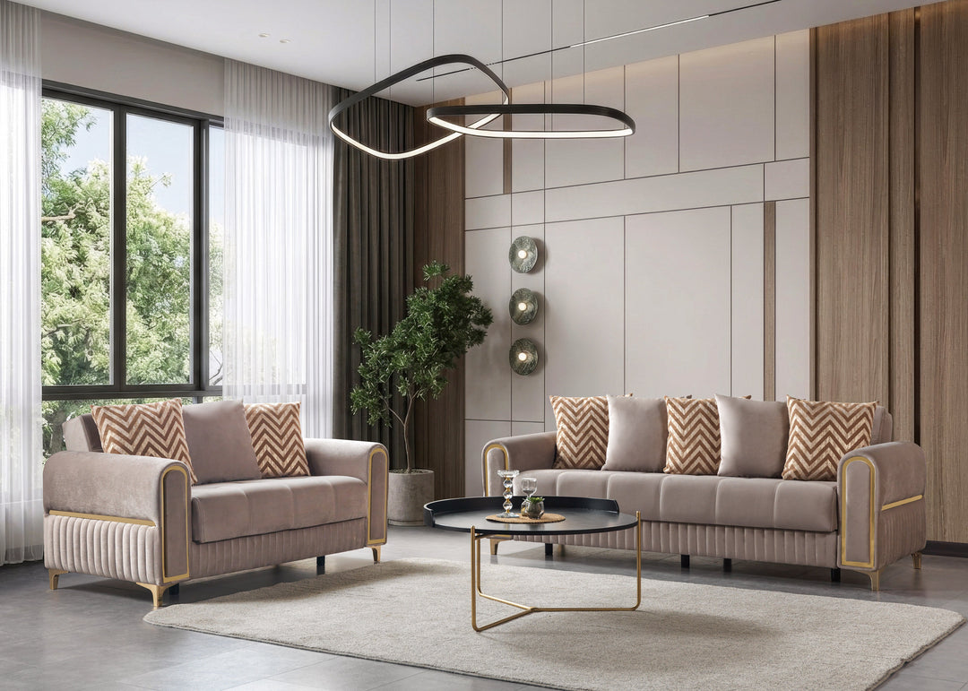 Sandra Coffee Velvet Sofa 88" &amp; Loveseat 64"