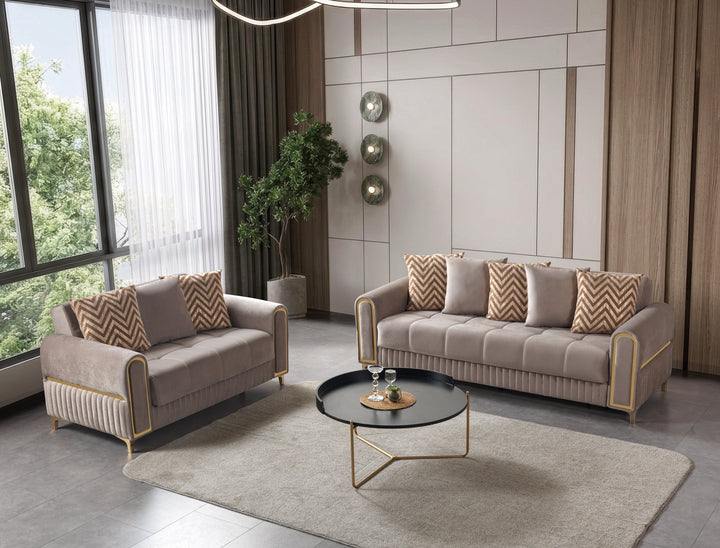 Sandra Coffee Velvet Sofa 88" &amp; Loveseat 64"