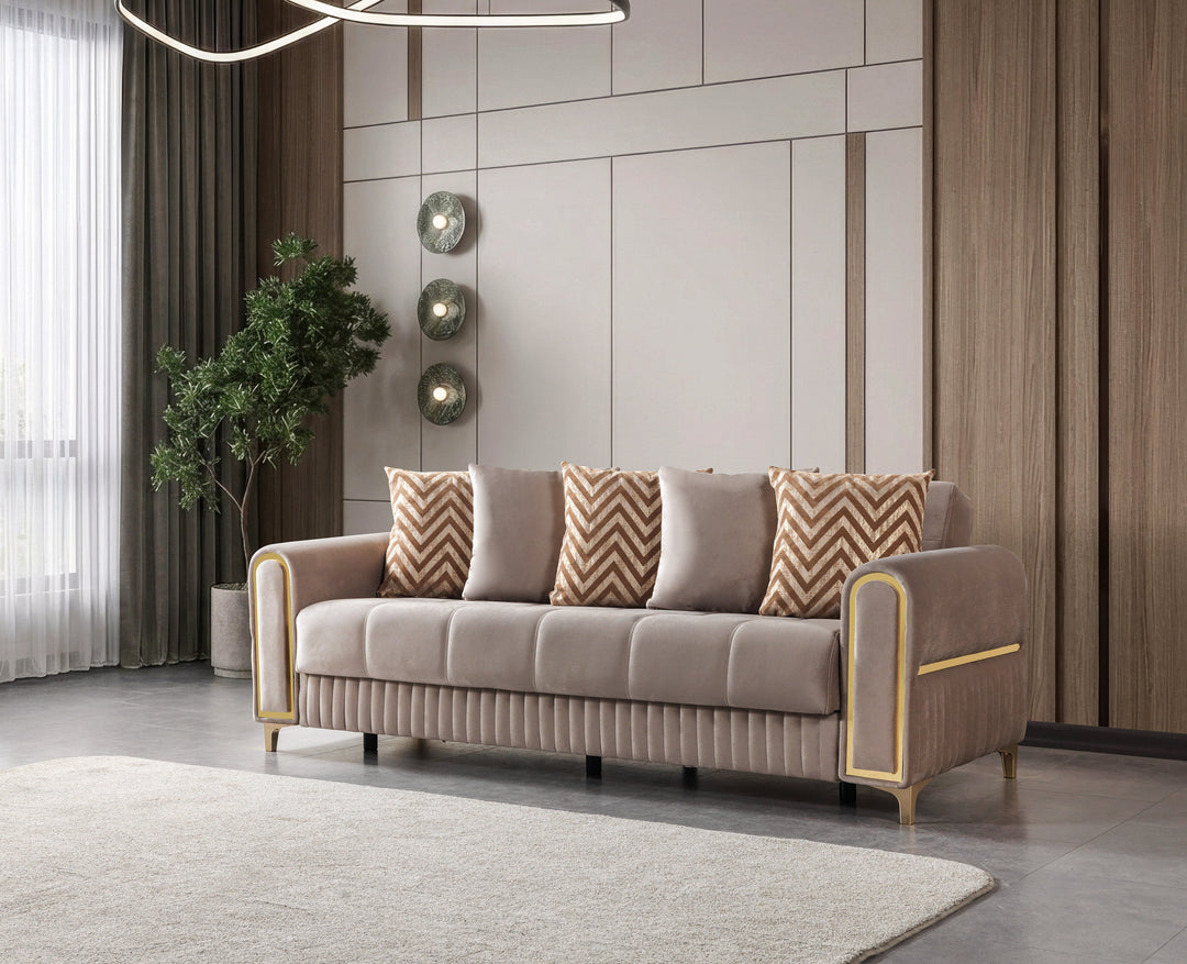 Sandra Coffee Velvet Sofa 88" &amp; Loveseat 64"