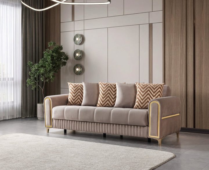 Sandra Coffee Velvet Sofa 88" &amp; Loveseat 64"