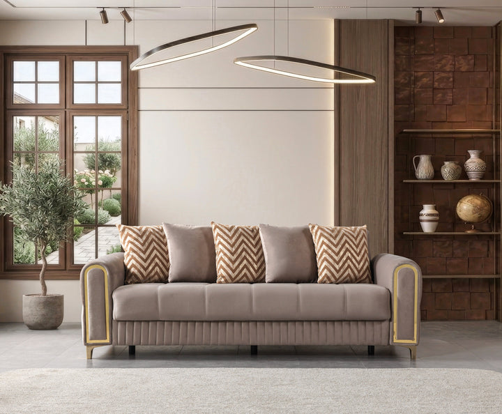 Sandra Coffee Velvet Sofa 88" &amp; Loveseat 64"