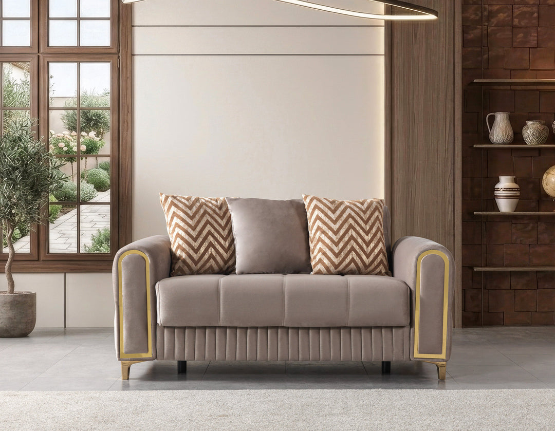 Sandra Coffee Velvet Sofa 88" &amp; Loveseat 64"
