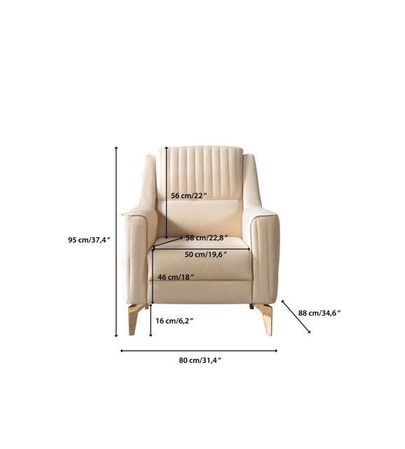 Sandra Ivory Velvet Chair